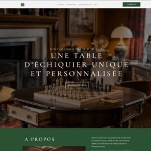 Site web pour artisan spécialisé dans la restauration de tables d’échecs anciennes, avec présentation haut de gamme.