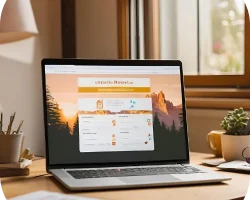 Formulaire numérique affiché sur un ordinateur portable posé sur un bureau en bois